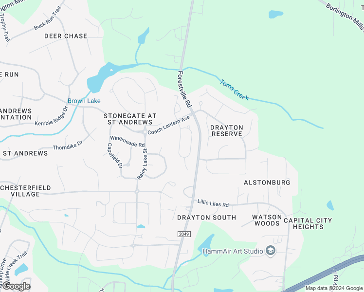 map of restaurants, bars, coffee shops, grocery stores, and more near 2337 Everstone Road in Wake Forest