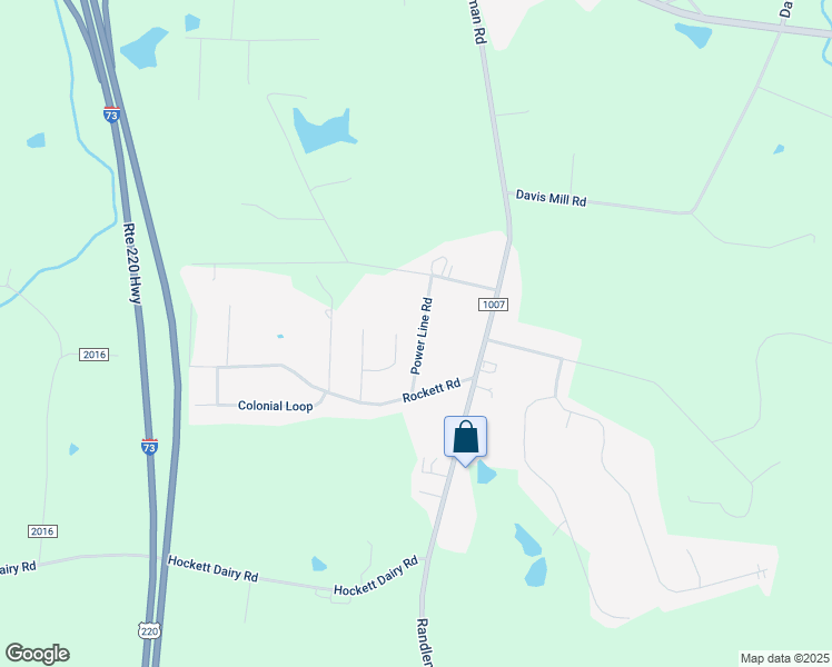 map of restaurants, bars, coffee shops, grocery stores, and more near 7177 Power Line Road in Randleman