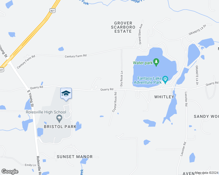 map of restaurants, bars, coffee shops, grocery stores, and more near 3333 Quarry Road in Wake Forest