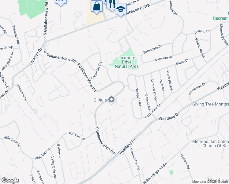 map of restaurants, bars, coffee shops, grocery stores, and more near 724 South Gallaher View Road in Knoxville