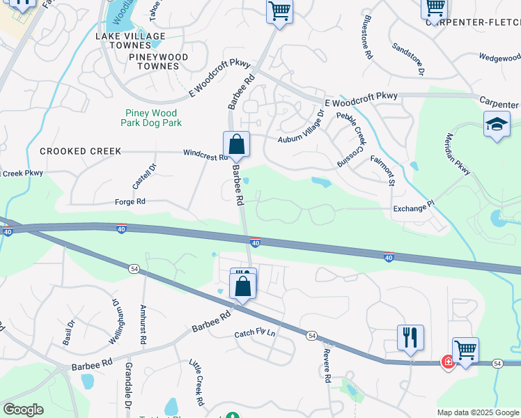map of restaurants, bars, coffee shops, grocery stores, and more near 1101 Exchange Place in Durham