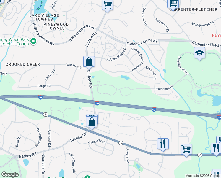 map of restaurants, bars, coffee shops, grocery stores, and more near 1400 Exchange Place in Durham