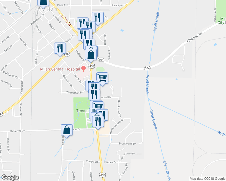 map of restaurants, bars, coffee shops, grocery stores, and more near 200 Oakwood Circle in Milan