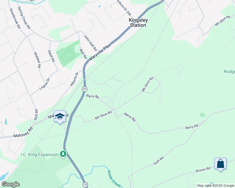 map of restaurants, bars, coffee shops, grocery stores, and more near 5415 Bland Lane in Knoxville