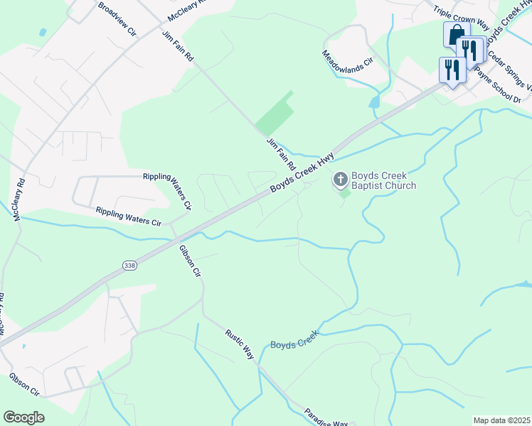 map of restaurants, bars, coffee shops, grocery stores, and more near 2265 Boyds Creek Highway in Sevierville