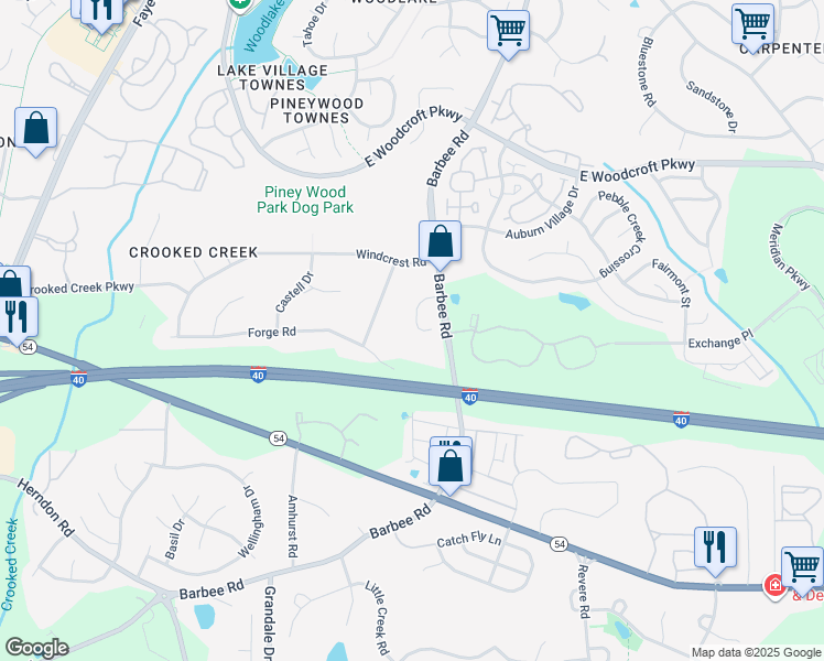 map of restaurants, bars, coffee shops, grocery stores, and more near 6200 Barbee Road in Durham
