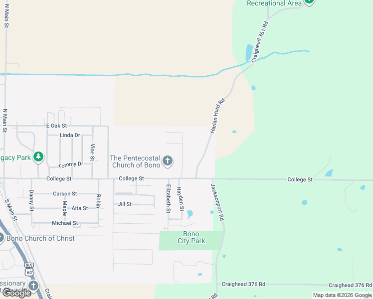 map of restaurants, bars, coffee shops, grocery stores, and more near 199 CR 361 in Bono