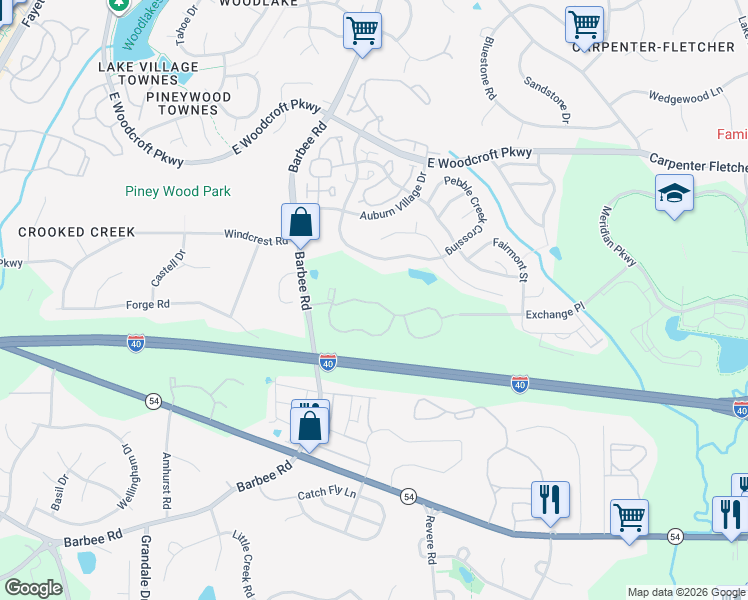 map of restaurants, bars, coffee shops, grocery stores, and more near 1101 Exchange Place in Durham