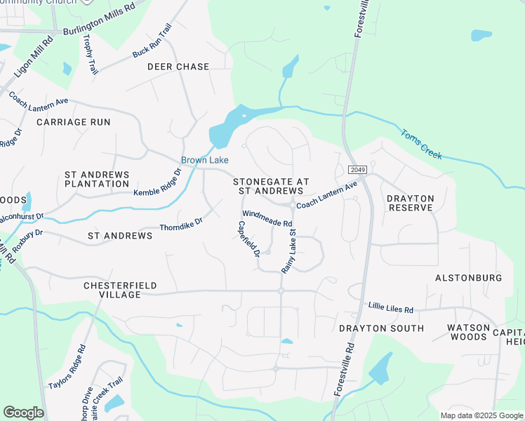 map of restaurants, bars, coffee shops, grocery stores, and more near 3713 Windmeade Road in Wake Forest