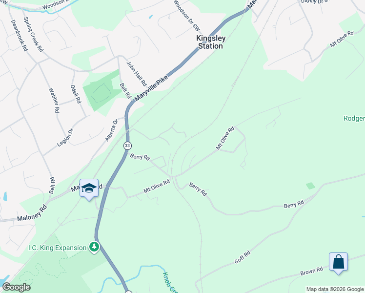 map of restaurants, bars, coffee shops, grocery stores, and more near 5415 Bland Lane in Knoxville