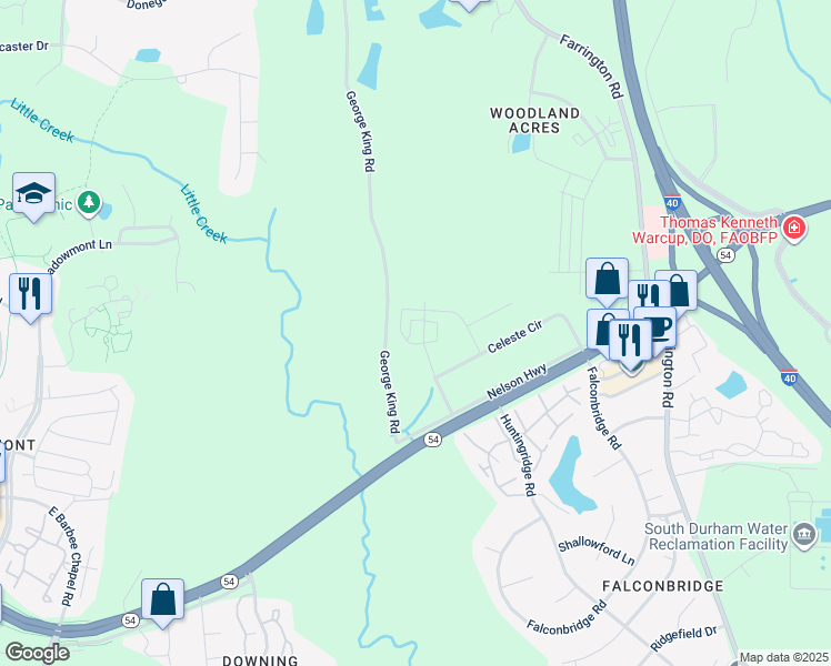 map of restaurants, bars, coffee shops, grocery stores, and more near 307 Caroline Loop in Durham