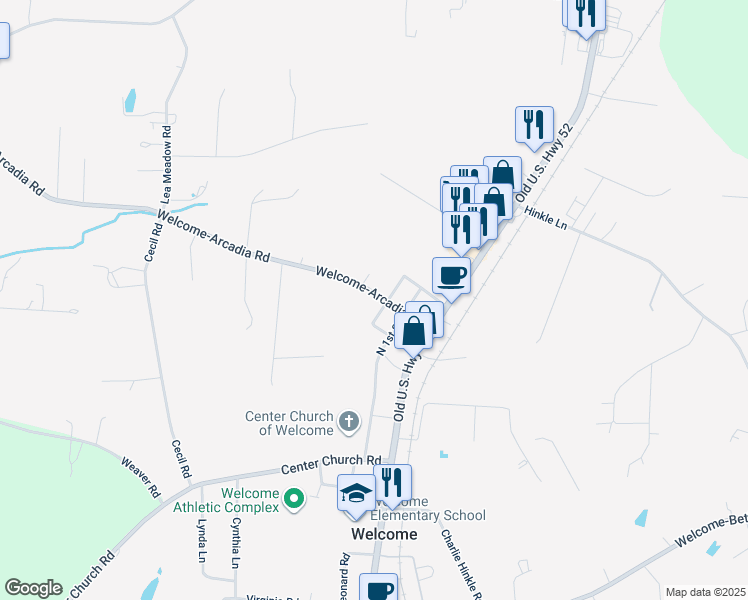 map of restaurants, bars, coffee shops, grocery stores, and more near 251 Welcome-Arcadia Road in Lexington