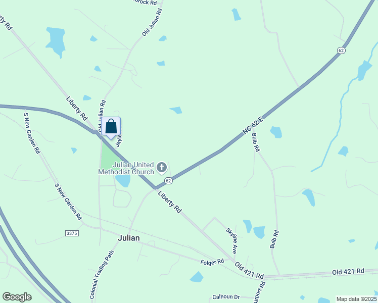 map of restaurants, bars, coffee shops, grocery stores, and more near 2127 North Carolina 62 in Julian