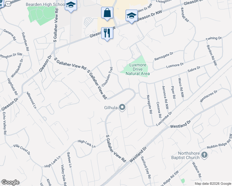 map of restaurants, bars, coffee shops, grocery stores, and more near 8408 Lesley Marie Lane in Knoxville