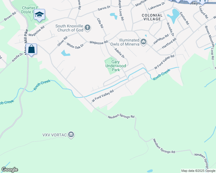 map of restaurants, bars, coffee shops, grocery stores, and more near 740 Green Meadows Drive in Knoxville