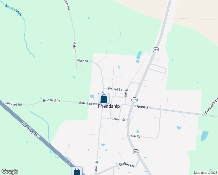 map of restaurants, bars, coffee shops, grocery stores, and more near 142 Walnut Street in Friendship