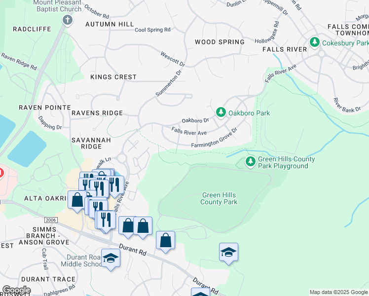 map of restaurants, bars, coffee shops, grocery stores, and more near 1608 Farmington Grove Drive in Raleigh