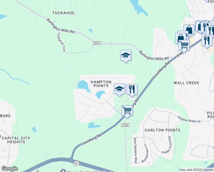 map of restaurants, bars, coffee shops, grocery stores, and more near 912 Middle Ground Avenue in Rolesville