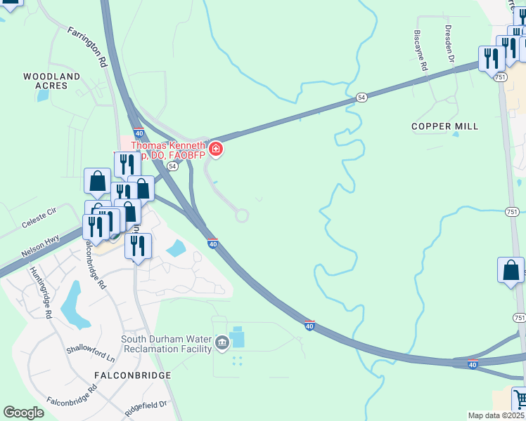 map of restaurants, bars, coffee shops, grocery stores, and more near 6340 Quadrangle Drive in Chapel Hill