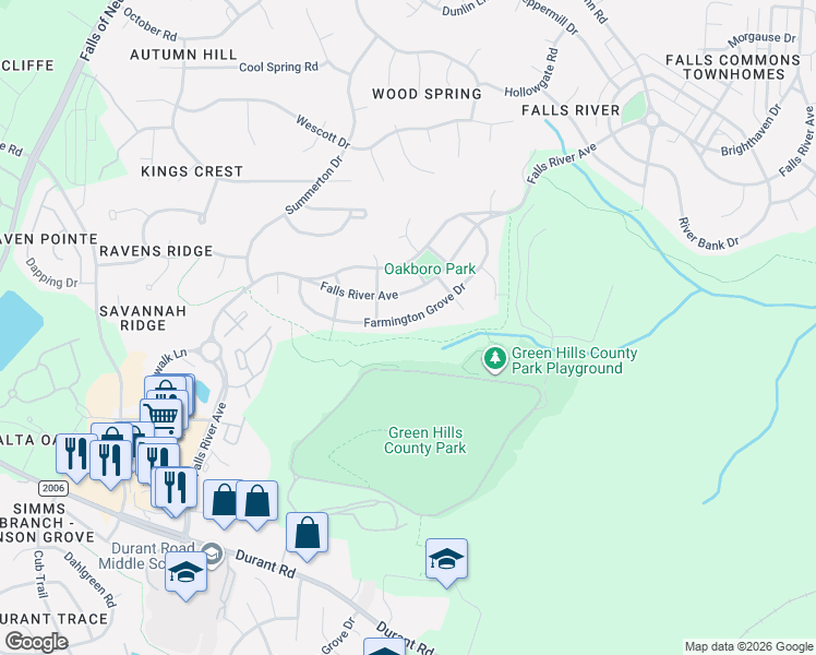 map of restaurants, bars, coffee shops, grocery stores, and more near 1728 Farmington Grove Drive in Raleigh