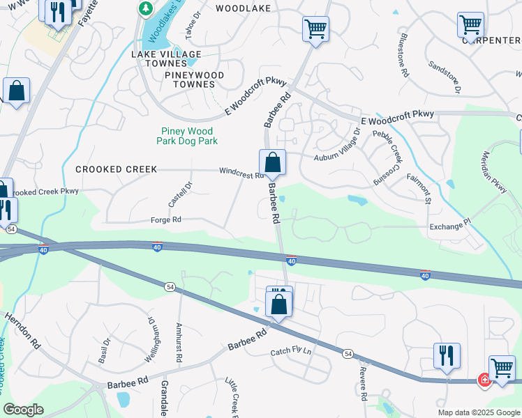 map of restaurants, bars, coffee shops, grocery stores, and more near 6200 Barbee Road in Durham