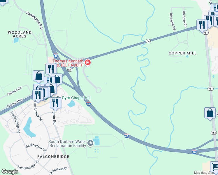 map of restaurants, bars, coffee shops, grocery stores, and more near 6340 Quadrangle Drive in Chapel Hill