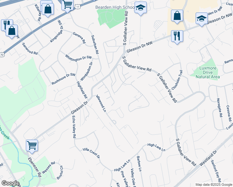 map of restaurants, bars, coffee shops, grocery stores, and more near 524 Canberra Drive in Knoxville
