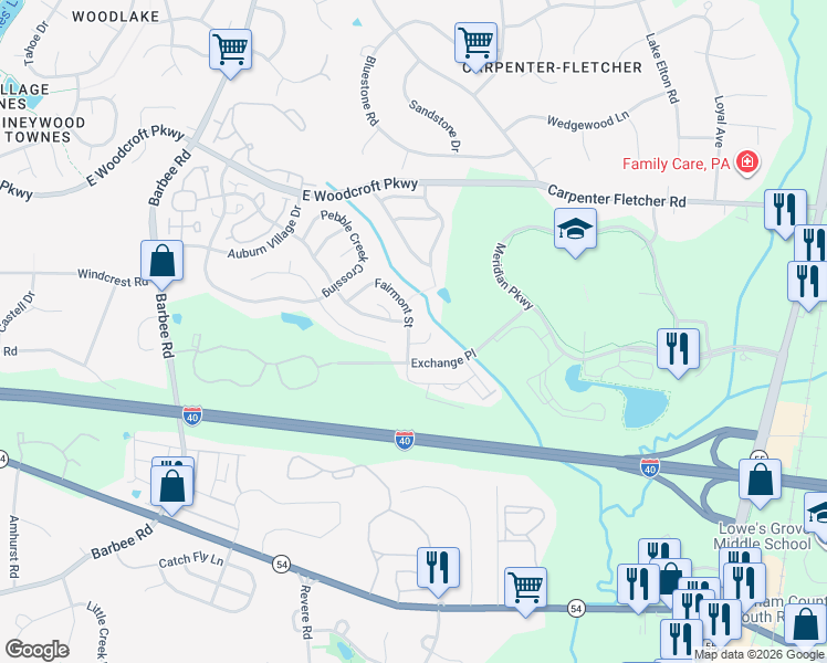 map of restaurants, bars, coffee shops, grocery stores, and more near 1405 Fairmont Street in Durham