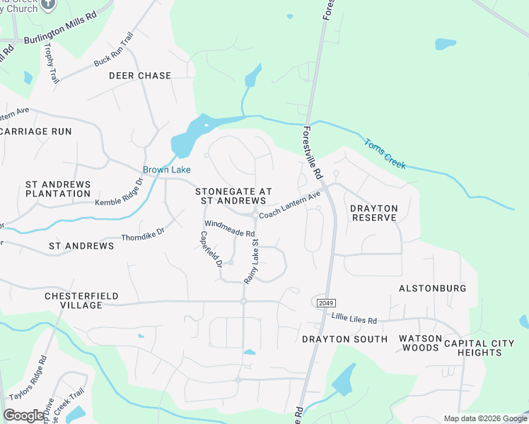 map of restaurants, bars, coffee shops, grocery stores, and more near 3809 Coach Lantern Avenue in Wake Forest