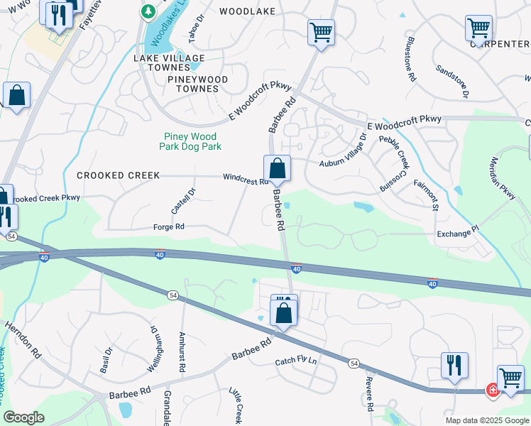 map of restaurants, bars, coffee shops, grocery stores, and more near 6200 Barbee Road in Durham