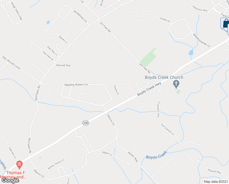 map of restaurants, bars, coffee shops, grocery stores, and more near 2109 Frewin Court in Sevierville