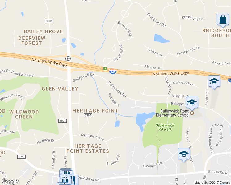 map of restaurants, bars, coffee shops, grocery stores, and more near 2301 Legacy Court in Raleigh
