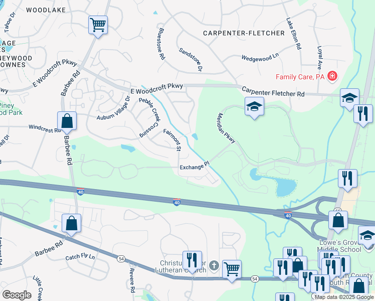 map of restaurants, bars, coffee shops, grocery stores, and more near 15 Richardson Circle in Durham