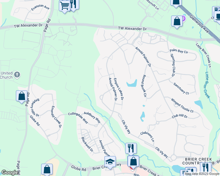 map of restaurants, bars, coffee shops, grocery stores, and more near 11213 Ridgegate Drive in Raleigh