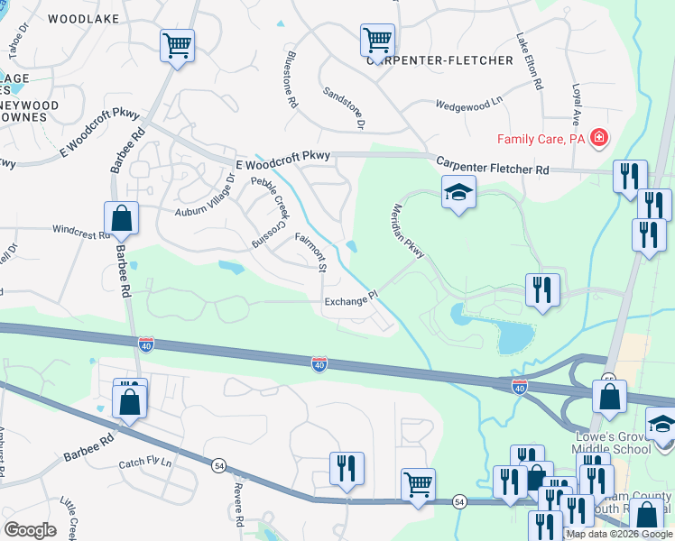 map of restaurants, bars, coffee shops, grocery stores, and more near 1405 Fairmont Street in Durham