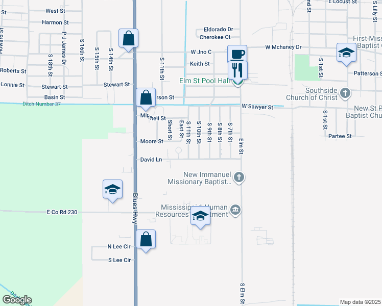 map of restaurants, bars, coffee shops, grocery stores, and more near 1316 South 11th Street in Blytheville