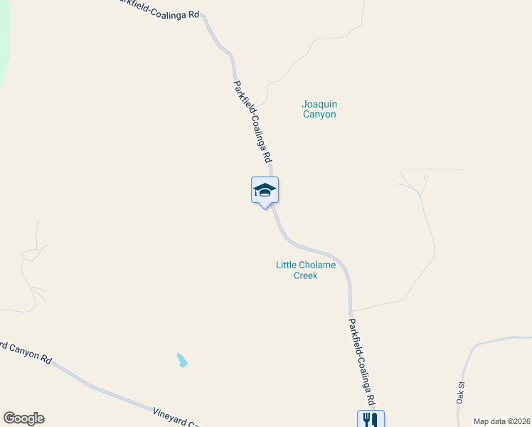 map of restaurants, bars, coffee shops, grocery stores, and more near 69610 Parkfield-Coalinga Road in San Miguel