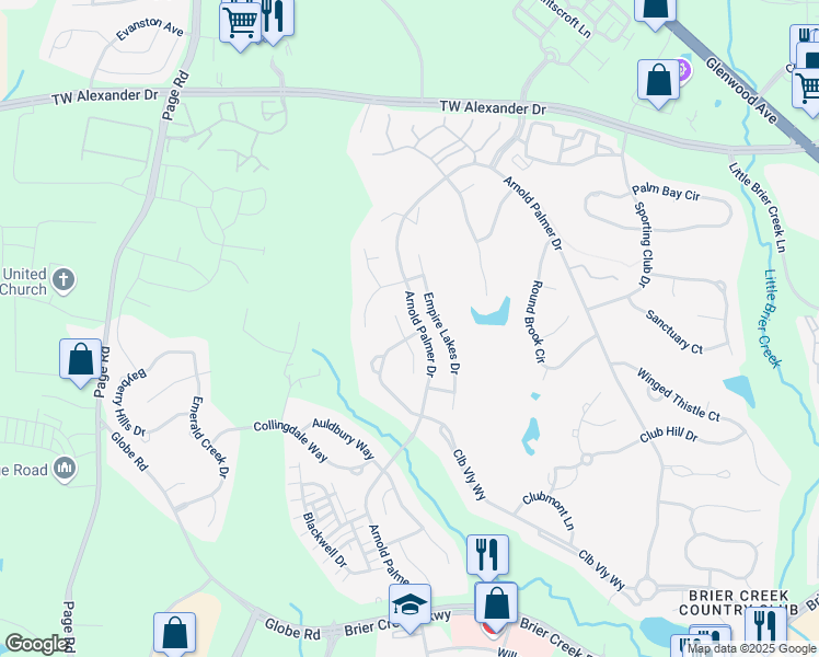 map of restaurants, bars, coffee shops, grocery stores, and more near 11213 Ridgegate Drive in Raleigh