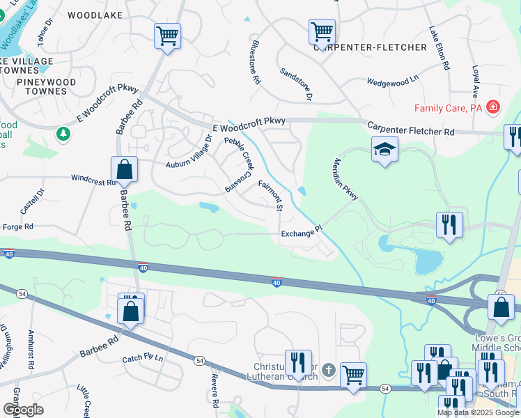 map of restaurants, bars, coffee shops, grocery stores, and more near 1316 Mallory Ln in Durham