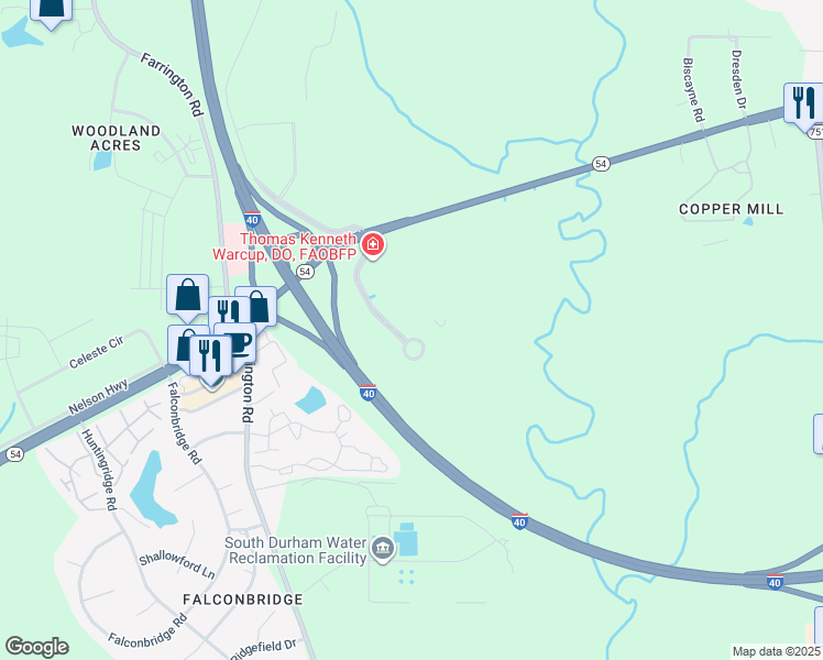 map of restaurants, bars, coffee shops, grocery stores, and more near 6350 Quadrangle Drive in Chapel Hill
