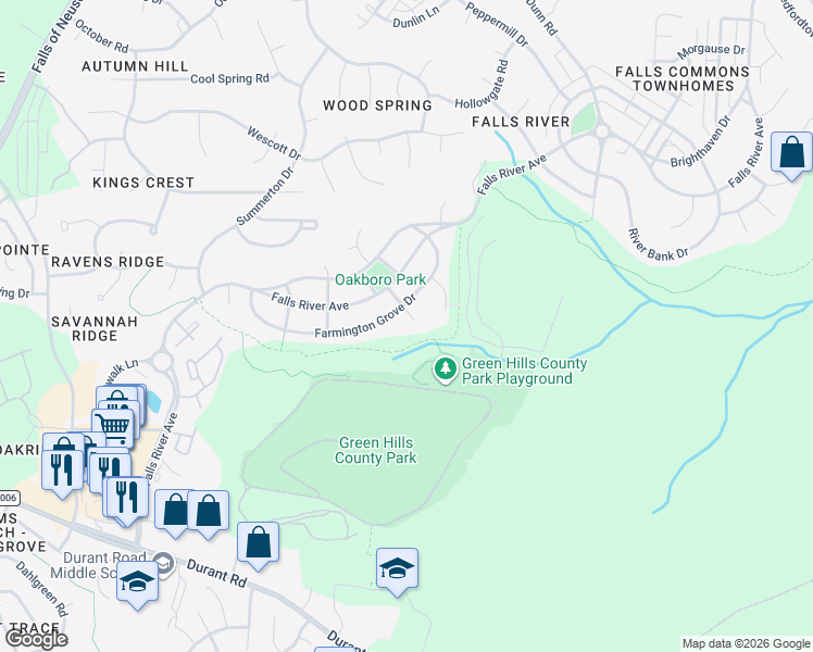map of restaurants, bars, coffee shops, grocery stores, and more near 10005 Duval Street in Raleigh