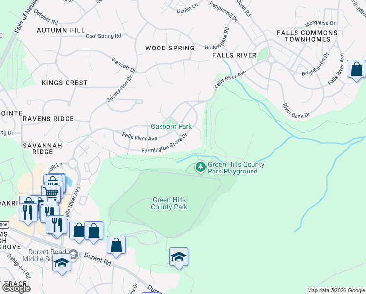 map of restaurants, bars, coffee shops, grocery stores, and more near 10005 Duval Street in Raleigh
