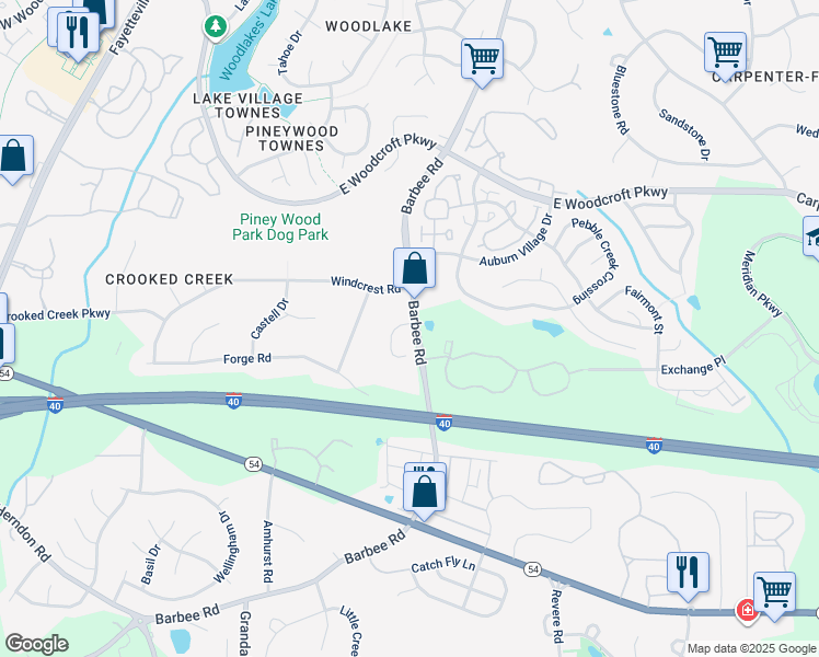 map of restaurants, bars, coffee shops, grocery stores, and more near 6200 Barbee Road in Durham
