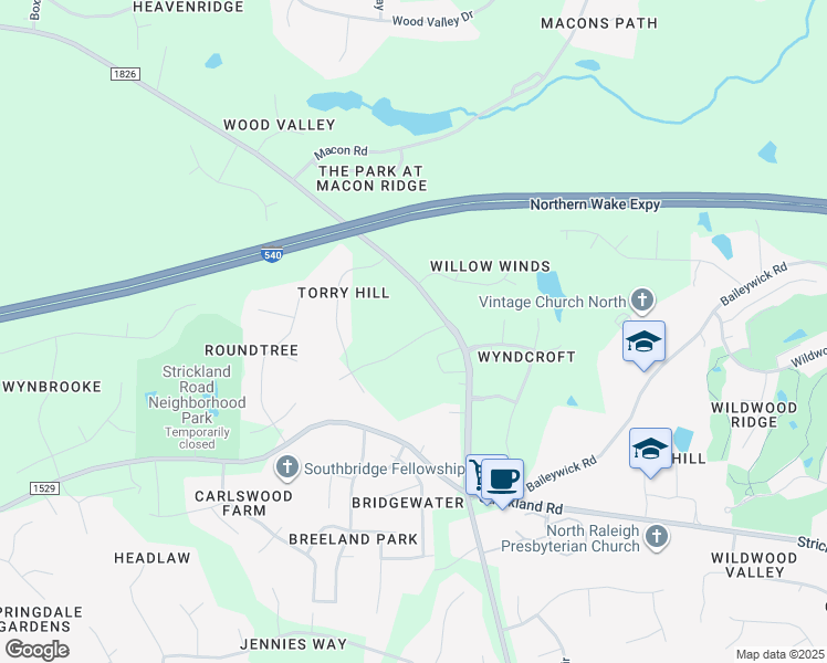 map of restaurants, bars, coffee shops, grocery stores, and more near 4008 Fencrest Court in Raleigh