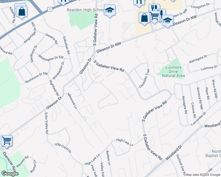 map of restaurants, bars, coffee shops, grocery stores, and more near 604 Rain Forest Road in Knoxville