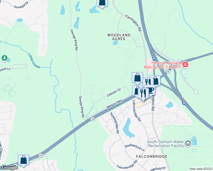 map of restaurants, bars, coffee shops, grocery stores, and more near 115 Chapel Run Way in Durham