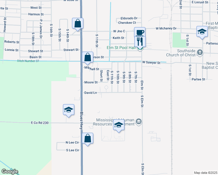 map of restaurants, bars, coffee shops, grocery stores, and more near 1316 South 11th Street in Blytheville