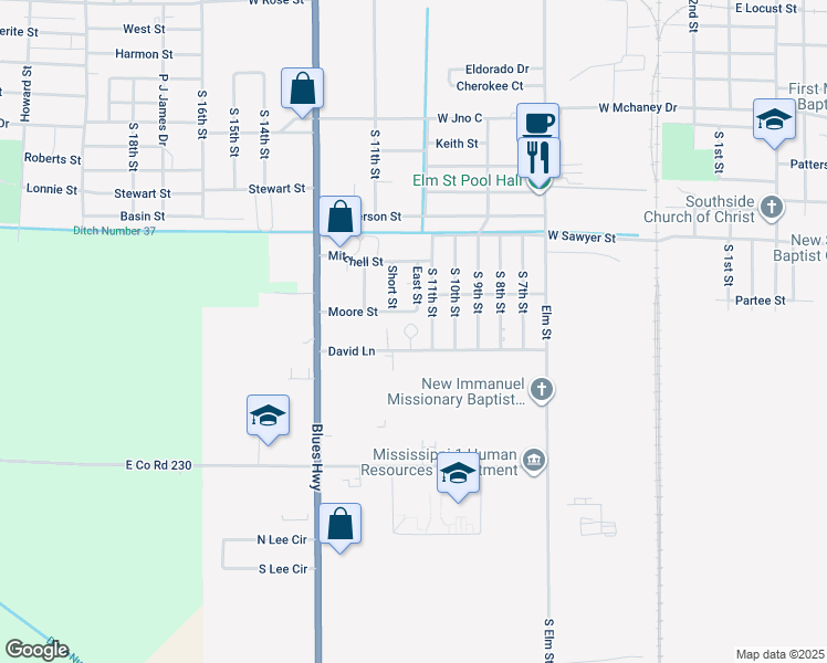 map of restaurants, bars, coffee shops, grocery stores, and more near 1316 South 11th Street in Blytheville