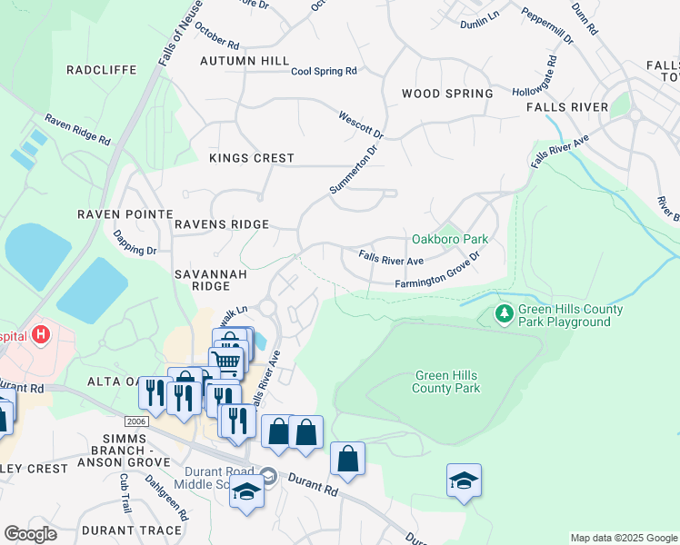 map of restaurants, bars, coffee shops, grocery stores, and more near 1516 Farmington Grove Drive in Raleigh