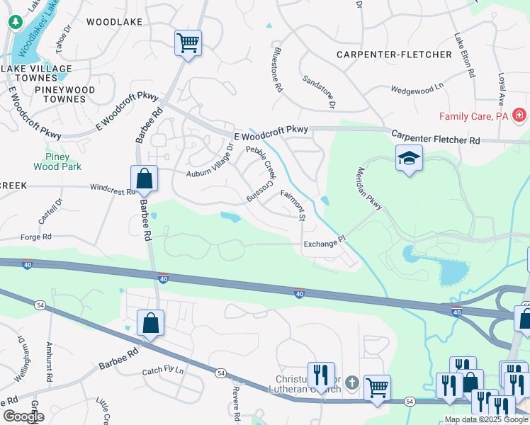 map of restaurants, bars, coffee shops, grocery stores, and more near 1304 Mallory Lane in Durham